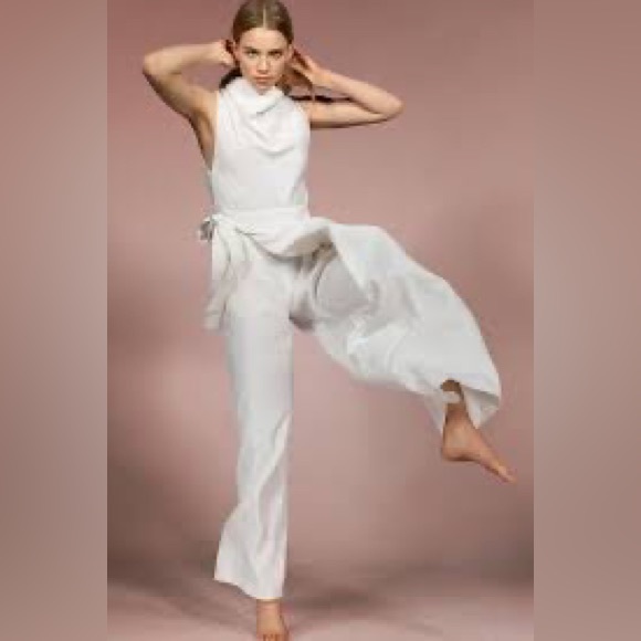 🌻NWT Zara White Sleeveless Wide-leg Wrap Jumpsuit - Picture 3 of 12